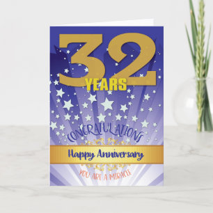 Carte 32 Anniversaire de la reprise Numéros Gras
