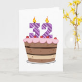 Carte 32 ans sur le gâteau d'anniversaire (Fleur jaune)