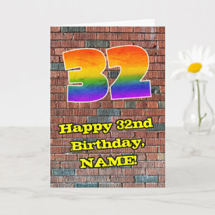 Carte 32e Anniversaire : Amusant 32 Arc-en-ciel Inspiré