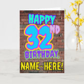 Carte 32e anniversaire - Amusant, Graffiti urbain inspir (Fleur jaune)