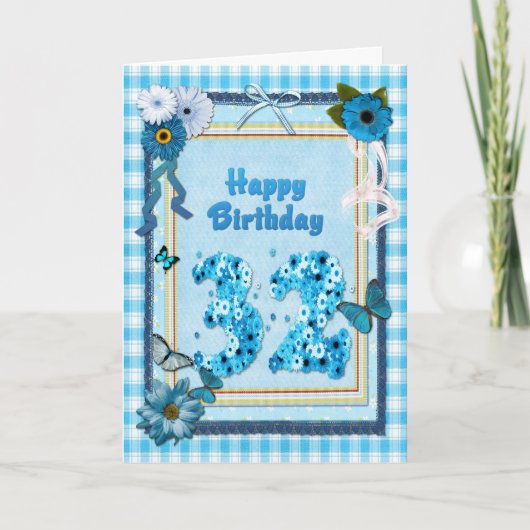 Carte 32e anniversaire avec un effet de scrapbook (Devant)