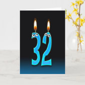 Carte 32e anniversaire bougies (Fleur jaune)