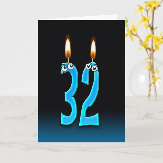 Carte 32e anniversaire bougies (Fleur jaune)