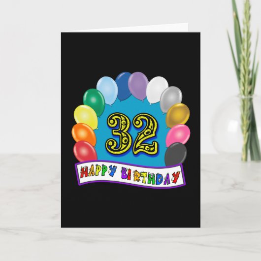 Carte 32e anniversaire des ballons cadeaux (Devant)