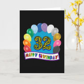 Carte 32e anniversaire des ballons cadeaux (Fleur jaune)