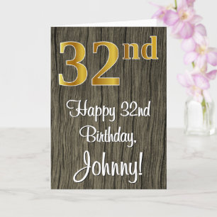 Carte 32e anniversaire : Elégant look d'or Faux #, Faux