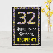 Carte 32e anniversaire : Floral Flowers Numéro, Nom pers (Fleur jaune)