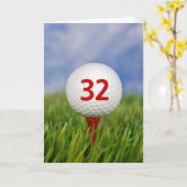 Carte 32e anniversaire Golf Ball on Red Tee (Fleur jaune)