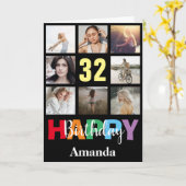 Carte 32e anniversaire heureux Collage photo moderne noi (Fleur jaune)