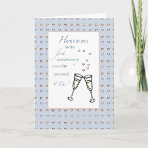 Carte 3317 Premier Anniversaire Champagne Cœurs