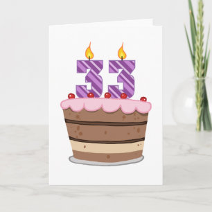 Carte 33 ans sur le gâteau d'anniversaire