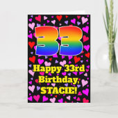 Carte 33e anniversaire : Amour Hearts Motif, Arc-en-ciel (Devant)