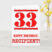 Carte 33e anniversaire : Amusant, Timbre en caoutchouc r (Fleur jaune)