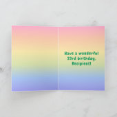 Carte 33e anniversaire : Arc-en-ciel coloré # 33, Nom pe (Intérieur)