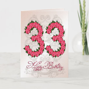 Carte 33e anniversaire avec roses et feuilles
