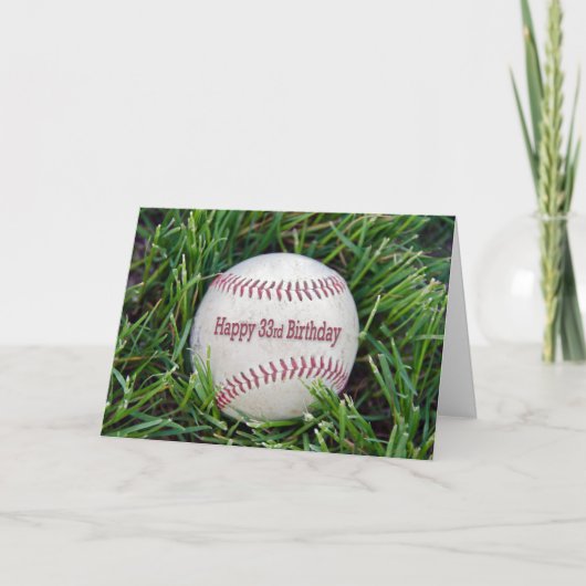 Carte 33e anniversaire baseball dans l'herbe (Devant)