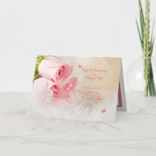 Carte 33e anniversaire de Mariage pour femme avec roses