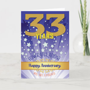Carte 33e anniversaire de rétablissement chiffre gras
