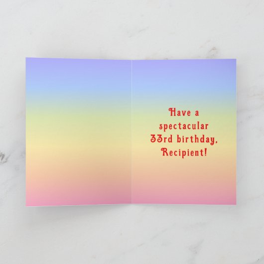 Carte 33e anniversaire — Fun Cake & Candles, avec nom pe (Intérieur)