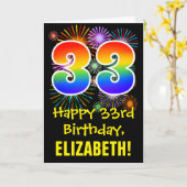 Carte 33e anniversaire : Fun Fireworks Motif + Rainbow 3 (Fleur jaune)