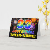 Carte 33e anniversaire : Gras, Amusants, Feu d'artifice, (Fleur jaune)