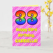 Carte 33e anniversaire : Pink Stripes & Hearts, Arc-en-c (Fleur jaune)