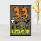 Carte 33e anniversaire : Thème d'Halloween Éffrayant, No (Fleur jaune)