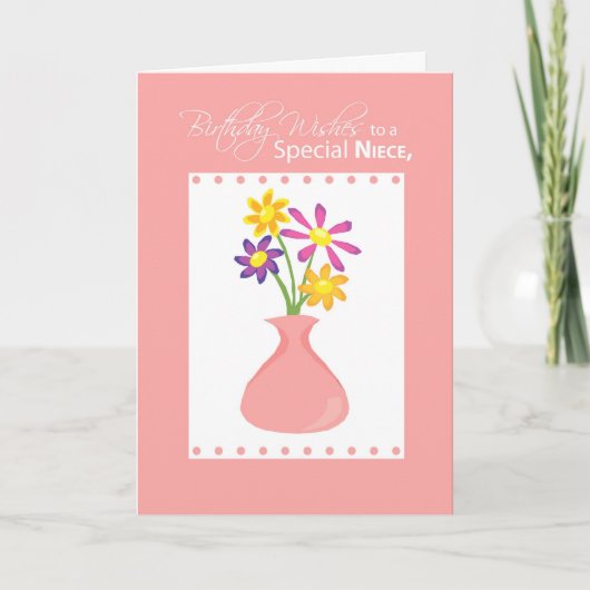 Carte 3414 Fleurs d'anniversaire de la nièce, religieuse (Devant)