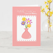 Carte 3414 Fleurs d'anniversaire de la nièce, religieuse (Fleur jaune)