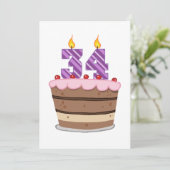Carte 34 ans sur le gâteau d'anniversaire (Debout devant)