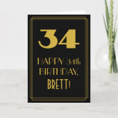 Carte 34e anniversaire ~ Art Déco Inspiré Look "34" & No (Devant)