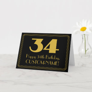 Carte 34e anniversaire : Art Déco Inspiré Look "34" & No