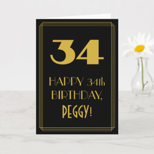 Carte 34e anniversaire - Art Déco Inspiré Look "34" & No