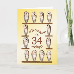Carte 34e anniversaire, Curious owls card.