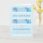 Carte 34e anniversaire de mariage aux fleurs bleues (Fleur jaune)
