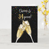 Carte 34e anniversaire de Mariage Toast de Champagne (Fleur jaune)