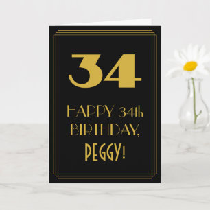 Carte 34e Anniversaire – Regard Inspiré d'Art Déco "34" 
