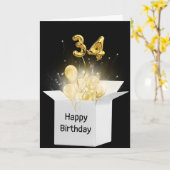 Carte 34e Ballons d'anniversaire en boîte blanche (Fleur jaune)