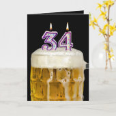 Carte 34th Birthday Beer on black (Fleur jaune)