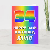 Carte 34th Birthday: Colorful, Fun Rainbow Pattern # 34 (Devant)