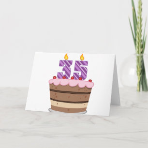Carte 35 ans sur le gâteau d'anniversaire