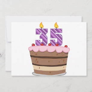 Carte 35 ans sur le gâteau d'anniversaire