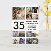 Carte 35e anniversaire 13 photo Collage noir et blanc (Fleur jaune)