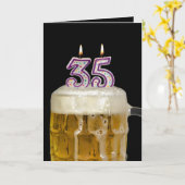 Carte 35e anniversaire Bière en noir (Fleur jaune)