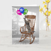 Carte 35e Anniversaire Chat Avec Ballons (Fleur jaune)