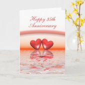 Carte 35e Anniversaire Cœurs de Corail (Fleur jaune)