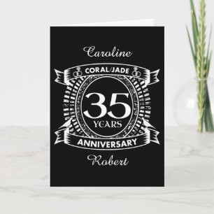 Carte 35e anniversaire de mariage blason Corail Jade