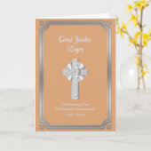 Carte 35e Anniversaire d'ordination Jubilé Prêtre Corail (Fleur jaune)