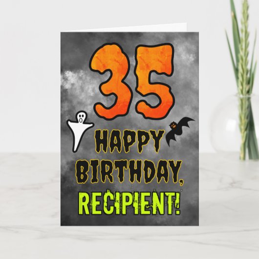 Carte 35e anniversaire : Eerie Halloween Thème + Nom per (Devant)