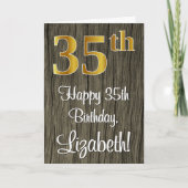 Carte 35e anniversaire : Elégant Faux Gold Look #, Faux (Devant)